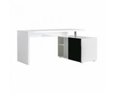 miliboo Scrivania design laccata bianca e nera cassettiera lato destro