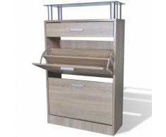 vidaXL Scarpiera con Cassetto e Mensola Vetro Sopra in Legno Colore Quercia