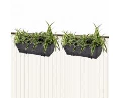 vidaXL Set Fioriera Trapezoidale in Rattan 2 pz 50 cm Nera per Balcone