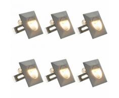 vidaXL Lampade da Parete da Esterno a LED 6 pz 5 W Argento Quadrate