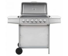 vidaXL Barbecue Griglia a Gas 6 Fornelli Acciaio Inossidabile Argento