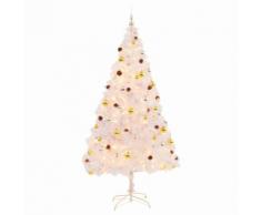 vidaXL Albero di Natale Artificiale Decorato Palline LED 210 cm Bianco