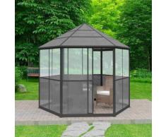 vidaXL Gazebo da Giardino in Alluminio Esagonale Grigio