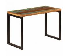 vidaXL Tavolo da Pranzo 115x55x76 cm Legno Massello Recuperato Acciaio