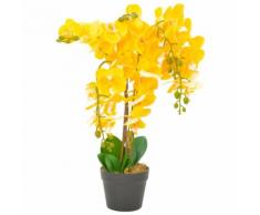 vidaXL Orchidea Artificiale con Vaso Gialla 60 cm