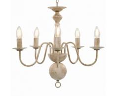 vidaXL Candelabro Stile Anticato Bianco 5 Lampadine E14