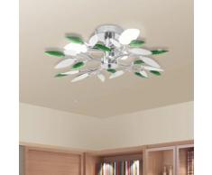 vidaXL Lampada Soffitto Foglie Bianco e Verde Cristallo Acrilico 3xE14