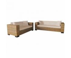 vidaXL Set Divani a 2 e 3 Posti in Vero Rattan