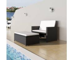 vidaXL Set Divani da Giardino 2 pz con Cuscini in Polyrattan Nero