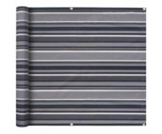 vidaXL Tenda da Balcone in Tessuto Oxford 90x400 cm Grigia a Strisce