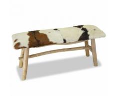 vidaXL Panca in Vera Pelle e Teak