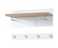 Germania Appendiabiti a Parete Top in Bianco e Rovere Sanremo 3193-178