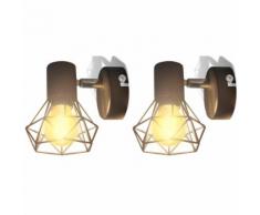 vidaXL 2 Applique giardino con reticolo stile industriale nero lampadina LED