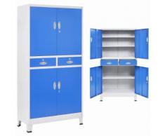 vidaXL Armadio per Ufficio con 4 Ante Metallo 90x40x180cm Grigio e Blu
