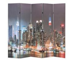 vidaXL Paravento Pieghevole 200x180 cm Stampa New York di Notte