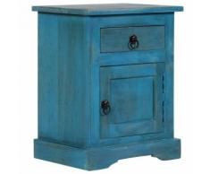 vidaXL Comodino in Legno Massello di Mango 40x30x50 cm Blu