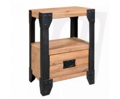 vidaXL Comodino in Massello di Acacia e Acciaio 40x30x54 cm