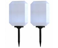 vidaXL Lampade Solari da Esterni 2 pz a LED Cubiche 30 cm Bianco