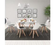 vidaXL 7 Pz Set Tavolo e Sedie Sala da Pranzo Bianco e Nero