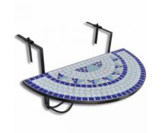 vidaXL Tavolo da Balcone Sospeso Blu e Bianco a Mosaico