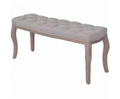 vidaXL Panca in Legno Massello e Lino 110x38x48 cm Grigio Chiaro