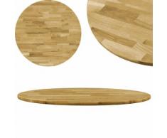 vidaXL Piano del Tavolo Legno Massello di Rovere Circolare 23mm 700mm