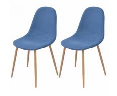 vidaXL 2 Pz Sedie per Sala da Pranzo in Stoffa Blu