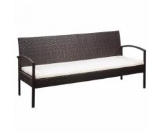 vidaXL Divano da Giardino a 3 Posti con Cuscini Marrone in Polyrattan