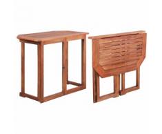 vidaXL Tavolo da Balcone in Legno Massello di Acacia 90x50x75 cm