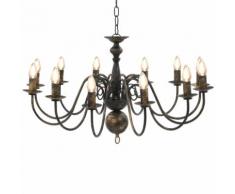 vidaXL Candelabro Stile Anticato Nero 12 Lampadine E14