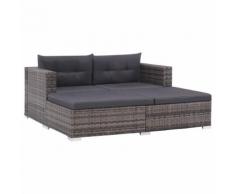 vidaXL Set Divani da Giardino 3 pz con Cuscini in Polyrattan Grigio