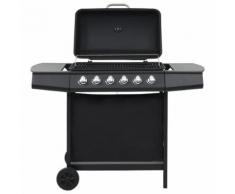 vidaXL Barbecue Griglia a Gas con 6 Fornelli Acciaio Nero