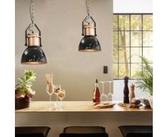 vidaXL Lampade da Soffitto 2 pz Nero Tondo E27