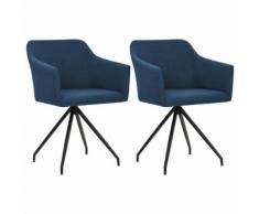 vidaXL Sedia per Sala da Pranzo Girevole 2 pz in Tessuto Blu