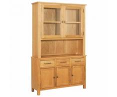 vidaXL Credenza con Vetrina 112x33,5x175cm in Legno Massello di Rovere