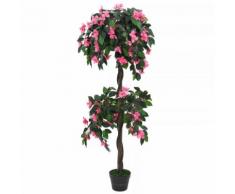vidaXL Pianta Artificiale di Rododendro con Vaso 155 cm Verde e Rosa
