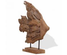 vidaXL Scultura Pesce in Teak 40x12x57 cm