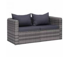 vidaXL Divano Angolare da Giardino 2 pz Grigio in Polyrattan