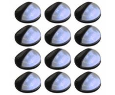 vidaXL Lampade Solari da Parete da Esterni a LED 12 pz Rotonde Nere