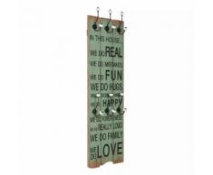 vidaXL Appendiabiti da Parete con 6 Ganci HAPPY LOVE 120x40 cm