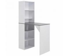 vidaXL Tavolo da Bar con Mobiletto Bianco 115x59x200 cm