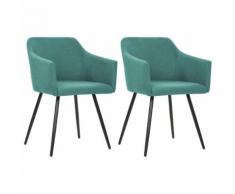 vidaXL Sedia per Sala da Pranzo 2 pz in Tessuto Verde