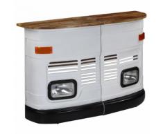 vidaXL Tavolo da Bar Camion in Legno Massello di Mango Bianco