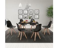 vidaXL 7 Pz Set Tavolo e Sedie Sala da Pranzo Nero