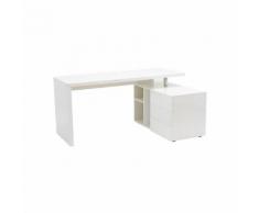 miliboo Scrivania design laccata bianca cassettiera lato destro