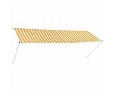 vidaXL Tenda da Sole Retrattile 350x150 cm Giallo e Bianco