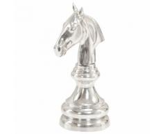 vidaXL Scultura Cavallo Scacchi in Alluminio Massiccio 54 cm Argento