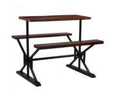 vidaXL Tavolo da Bar con Panche in Massello di Recupero 120x50x107 cm