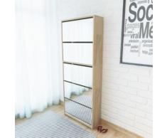 vidaXL Scarpiera 5 Strati a Specchio in Rovere 63x17x169,5 cm