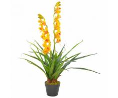 vidaXL Orchidea Artificiale con Vaso Gialla 90 cm